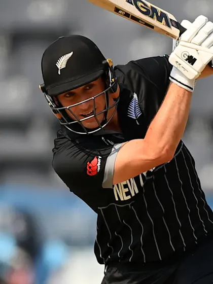 Will Young clubs a six back over the bowlers head for New Zealand | CWC23