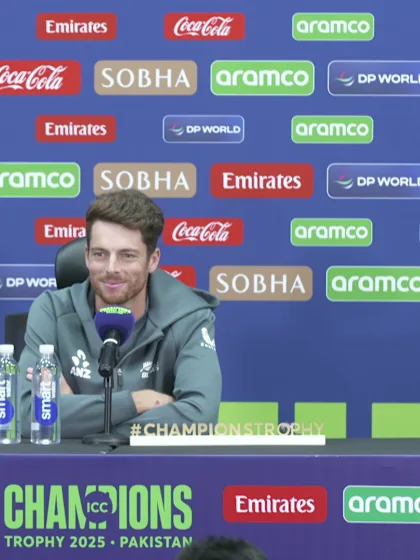 Logo of Mitchell Santner- New Zealand pre-match press conference, 8 March '25