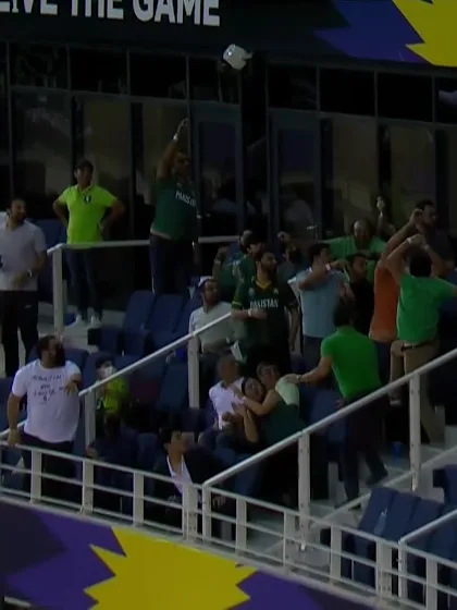 Zaman shimmies down the pitch and launches it for six
