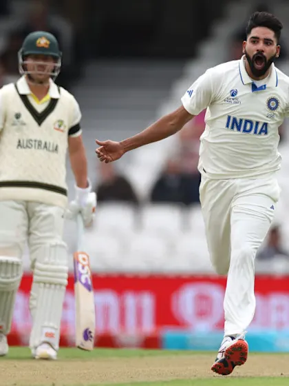 Logo of Mohammed Siraj strikes to remove Usman Khawaja for a duck