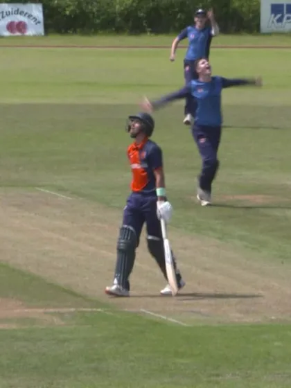 U19 CWC Europe Q: Ned v Sco - Jamie Cairns of Scotland takes 3 for 26 in 10 overs