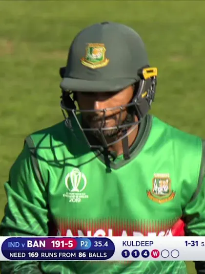 Logo of CWC19 WU10: Ban v Ind – Mahmudullah bowled by Kuldeep 
