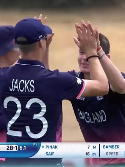 Pinak Ghosh is caught at first slip by Will Jacks for 7