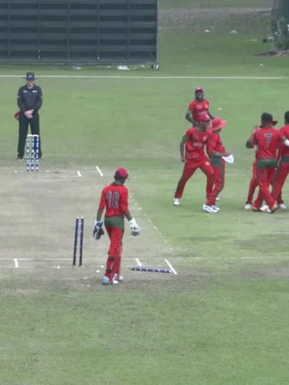 ICC U19 CWC Asia Qualifier Division 2: Bahrain's Umair Khalid is bowled by Maldives' Mauroof Looth