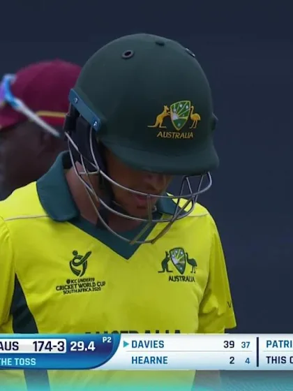 ICC U19 CWC: WI v AUS - Ollie Davies departs giving Matthew Patrick a third wicket