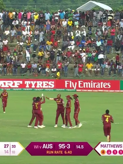 WI v AUS: Ash Gardner chips a catch to mid-off