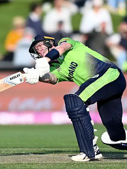 Logo of SIX: George Dockrell hits to the hill | T20WC 2022