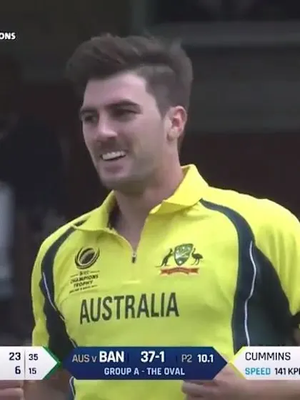 WICKET: Imrul Kayes is dismissed by Pat Cummins for 6