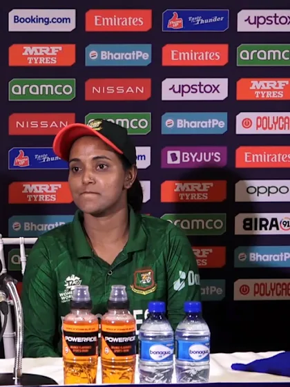 12 February - Cape Town - Bangladesh players Nigar Sultana and Marufa Akter post-match press conference