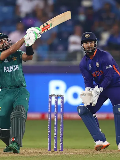 Azam brings up his half-century with a mighty six