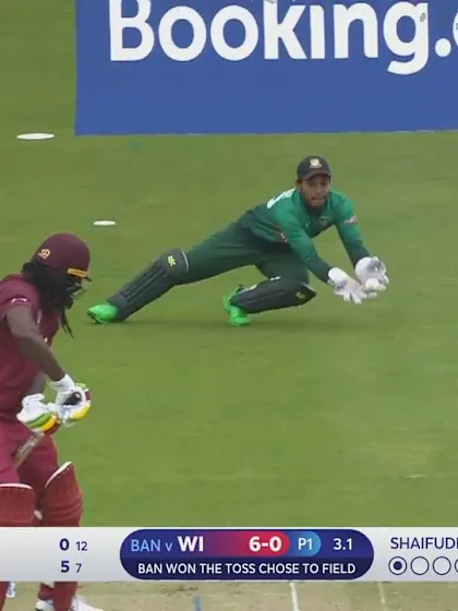 Logo of CWC19: WI v BAN - Chris Gayle is caught behind for a duck