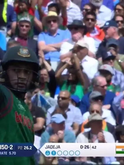Logo of WICKET: Mushfiqur Rahim is dismissed by Kedar Jadhav for 61