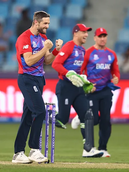 Chris Woakes strikes in his first over