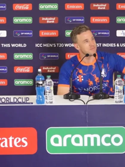 Logo of Logan Van Beek (Netherlands player) pre-match Press Conference 12th June 2024