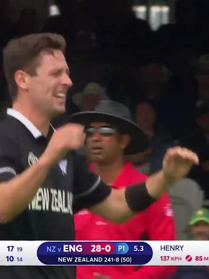 Logo of CWC19 Final: NZ v ENG – Henry gets the key wicket of Roy