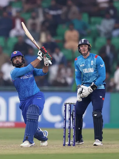 Logo of Nabi-Zadran with raining boundaries in Root's over | AFG v ENG | Champions Trophy 2025