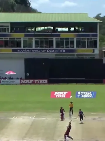 Jason Holder finds mid-on with a mistimed pull