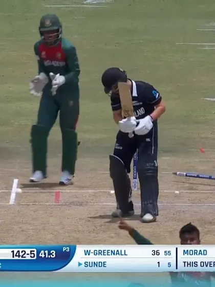  ICC U19 CWC: NZ v BAN – Morad uproots Sunde's middle stump