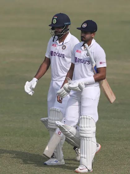 Iyer, Saha fifties put India in command