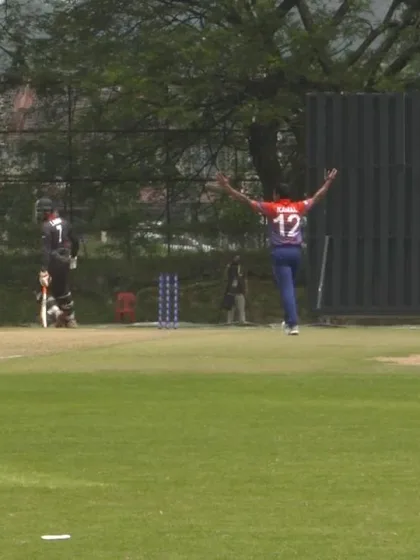 U19 CWC Asia Q Div 1: United Arab Emirates v Nepal – Nepal captain Rohit Kumar Paudel runs out UAE counterpart Aryan Lakra in the first over