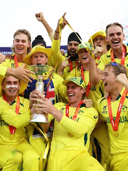 Logo of Australia lift the U19 CWC 2024 trophy