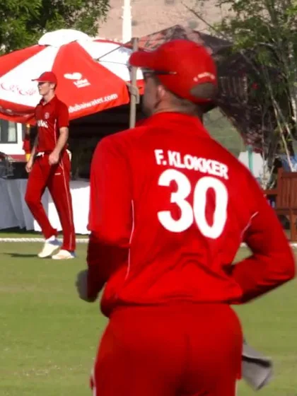 WCL 3: A Denmark fielder takes a tumbling boundary catch against Oman