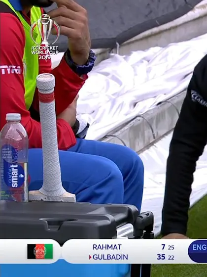 CWC19: ENG v AFG - Umpire Bruce Oxenford shows off his strength