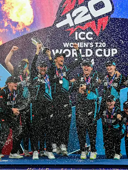 Logo of New Zealand lift the trophy! | Final | WT20WC 2024