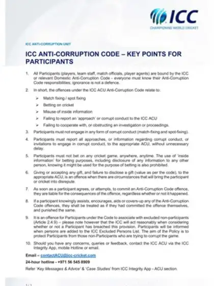 Logo of ICC AC Code for Participants – Key Messages
