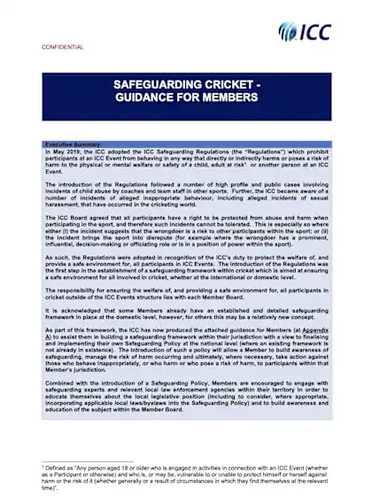 Logo of ICC Guidance for Members - Safeguarding