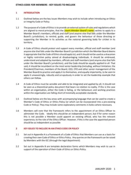 Logo of ICC Ethics Code for Members