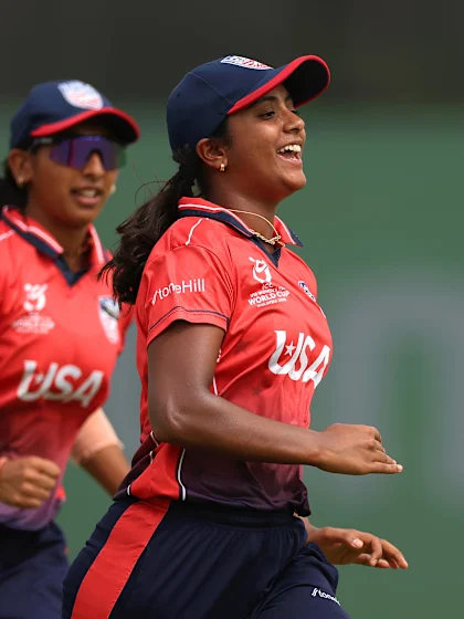 Logo of Ritu Singh produces one of the balls of the U19WC 2025