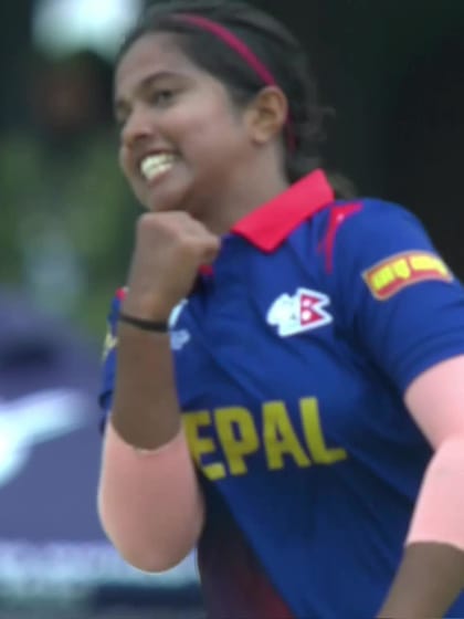 S Nazwah with a Batting vs Nepal Women Under-19