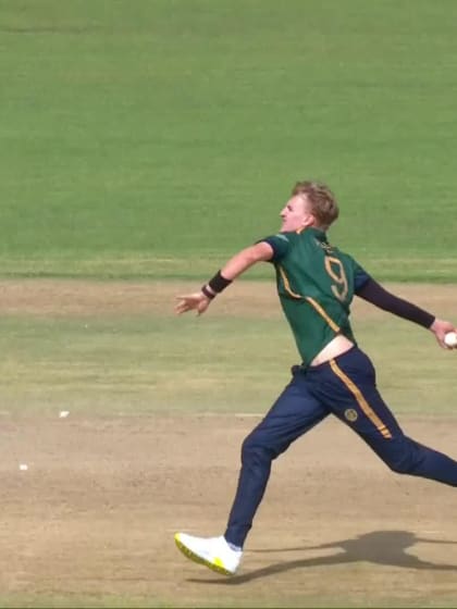 Olly Riley with a Caught And Bowled vs. New Zealand