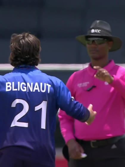 Peter-Daniel Blignaut with a Caught Out vs. Scotland