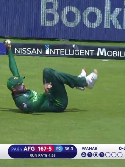 CWC19: PAK v AFG - Mohammad Amir takes an outstanding catch at fine leg