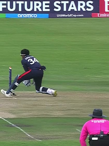 Manav Nayak with a Run Out vs. Afghanistan