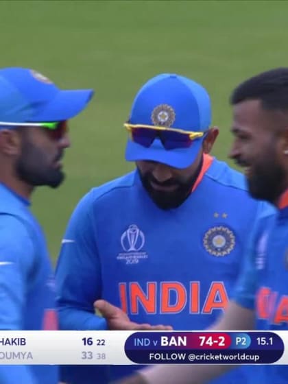CWC19: BAN v IND - Soumya is caught at cover