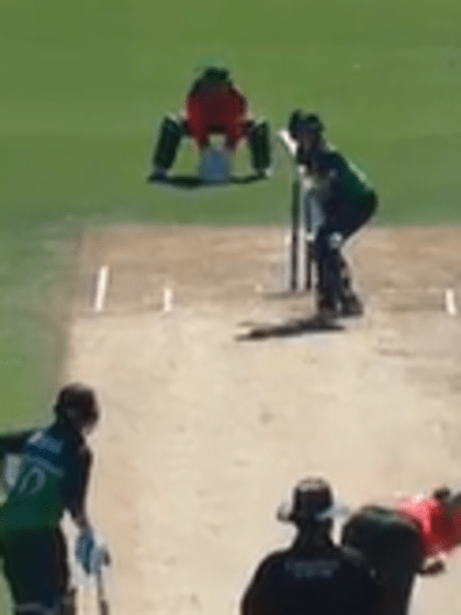 Sidra Ameen hits down the ground for the opening boundary