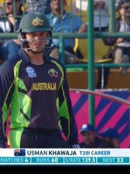 Usman Khawaja Innings for Australia V New Zealand Video ICC WT20 2016