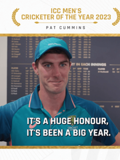 Pat Cummins accepts ICC Men's Cricketer of the Year award