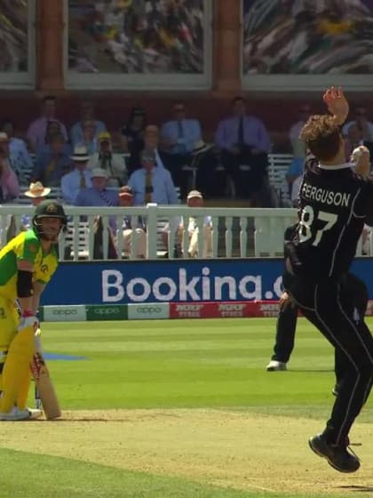 CWC19: NZ v AUS - Ferguson removes Warner with a short one