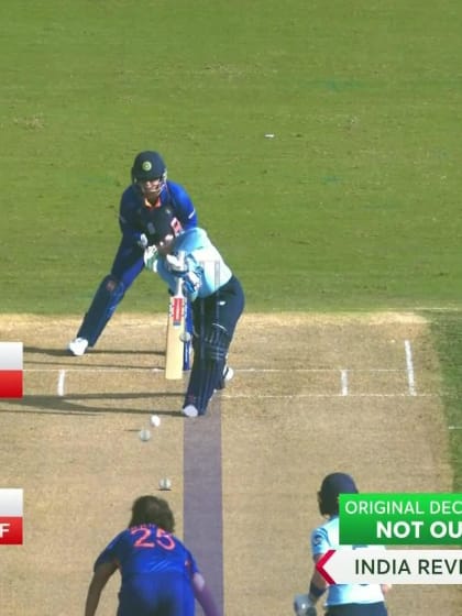 WICKET: Beaumont out as the ball hits pad first