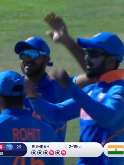 CWC19: IND v AFG - Hashmatullah caught and bowled
