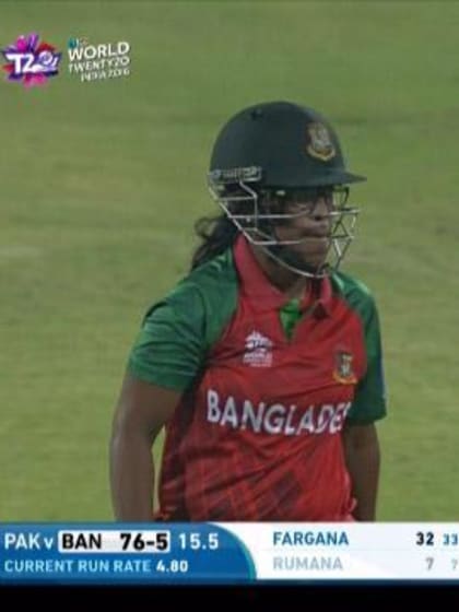 Rumana Ahmed Wicket Fall BAN V PAK Video ICC Womens WT20 2016