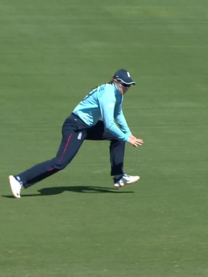 Yastika Bhatia punches the first boundary of the match