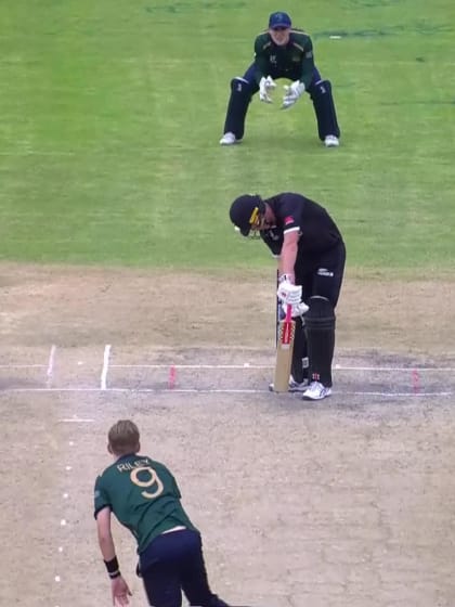 Olly Riley with a Bowled Out vs. New Zealand