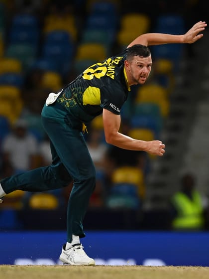 Josh Hazlewood reacts to the possibility of Australia knocking England out of the tournament