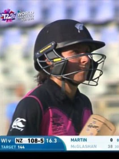 Sara McGlashan Wicket Fall NZ V WI Video ICC Womens WT20 2016