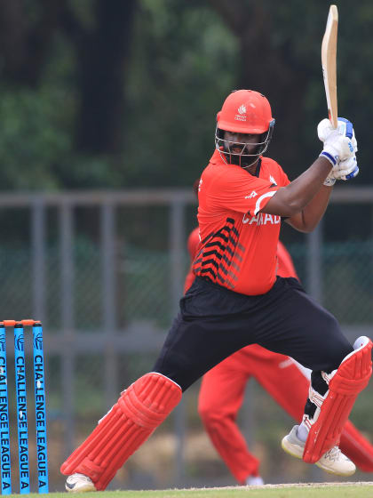 ICC CWC Challenge Group A – CAN v DEN: Canada's S Wijeyeratne brings up his fifty